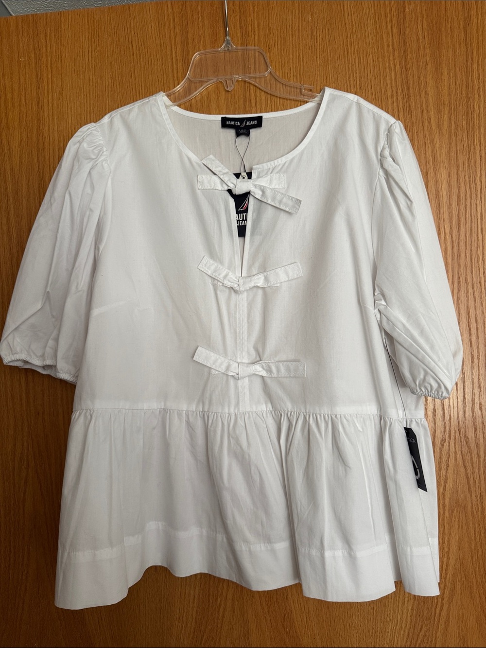White Peplum Tie-Front Cotton Blouse